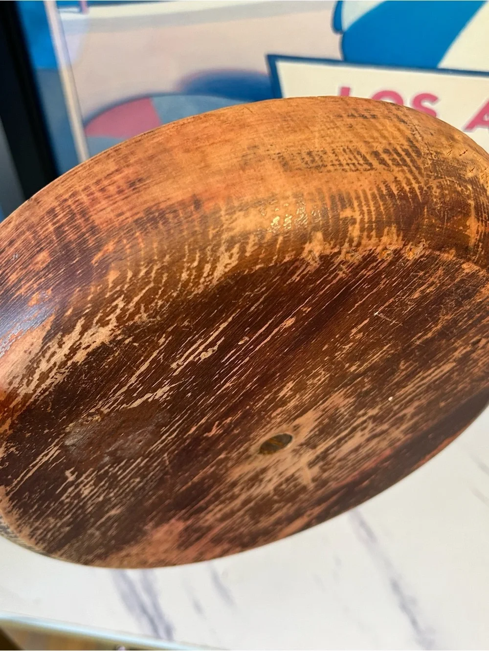 Hellerware Danish round Wood Nut Bowl with Chrome Attached Mechanical cracker
